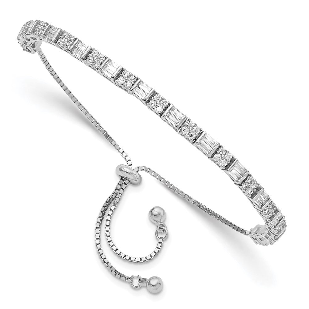 Sterlingsilber Poliert Rhodiniert Zirkonia Verstellbar Armband