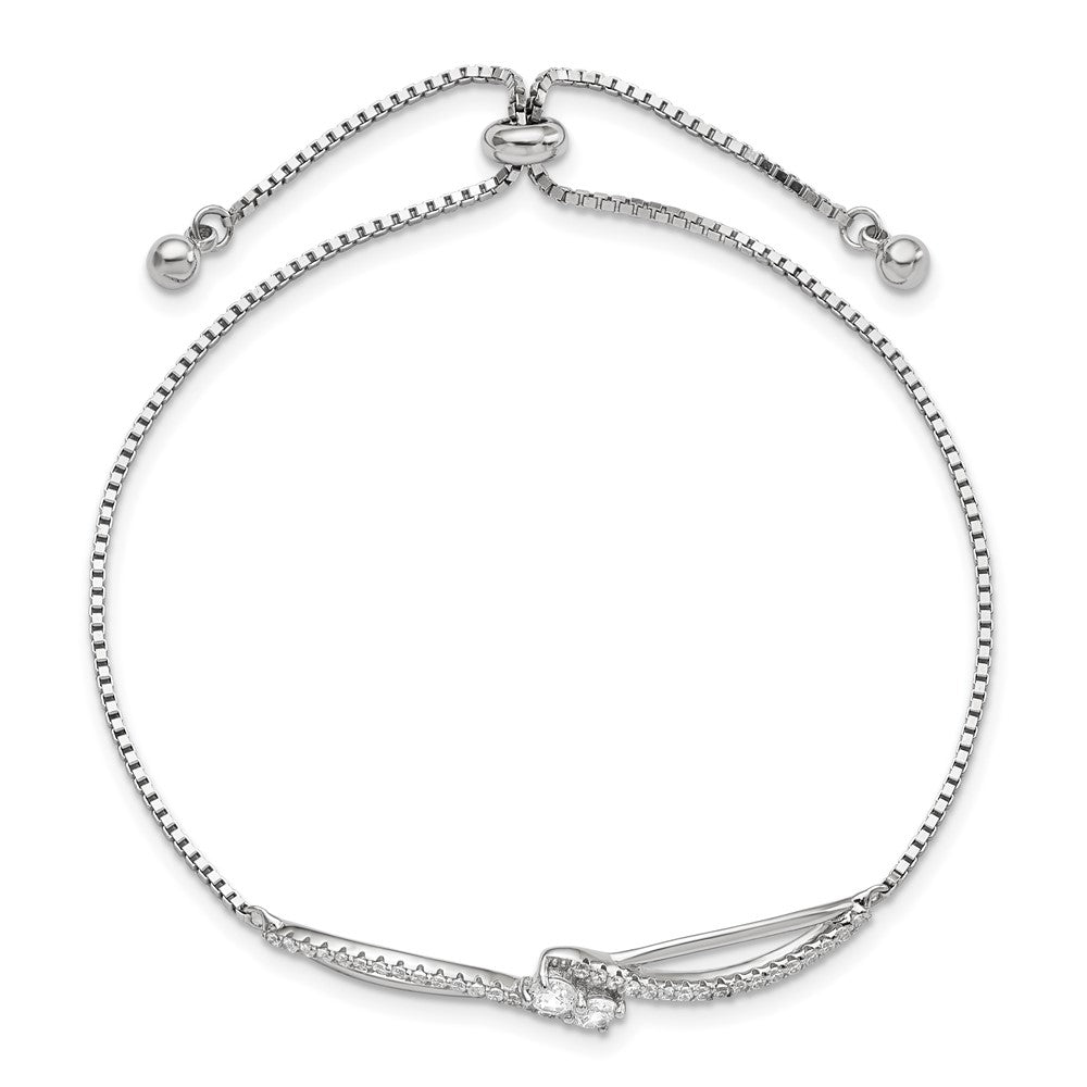 Sterlingsilber Poliert Rhodiniert Zirkonia Verstellbar Armband