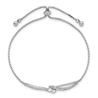 Sterlingsilber Poliert Rhodiniert Zirkonia Verstellbar Armband