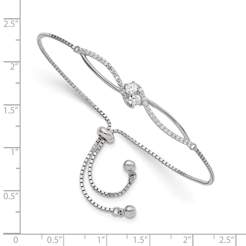 Sterlingsilber Poliert Rhodiniert Zirkonia Verstellbar Armband