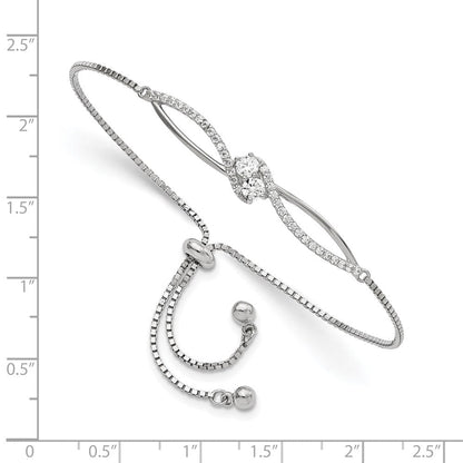 Sterlingsilber Poliert Rhodiniert Zirkonia Verstellbar Armband