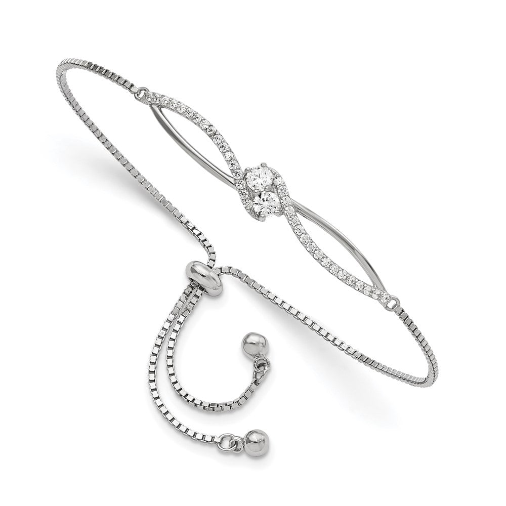 Sterlingsilber Poliert Rhodiniert Zirkonia Verstellbar Armband
