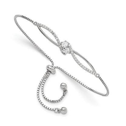 Sterlingsilber Poliert Rhodiniert Zirkonia Verstellbar Armband