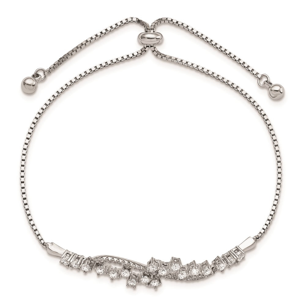 Sterlingsilber Poliert Rhodiniert Zirkonia Verstellbar Armband