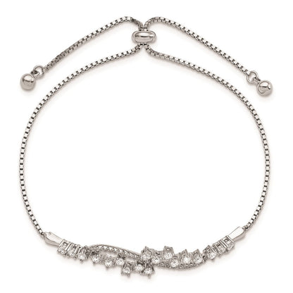 Sterlingsilber Poliert Rhodiniert Zirkonia Verstellbar Armband