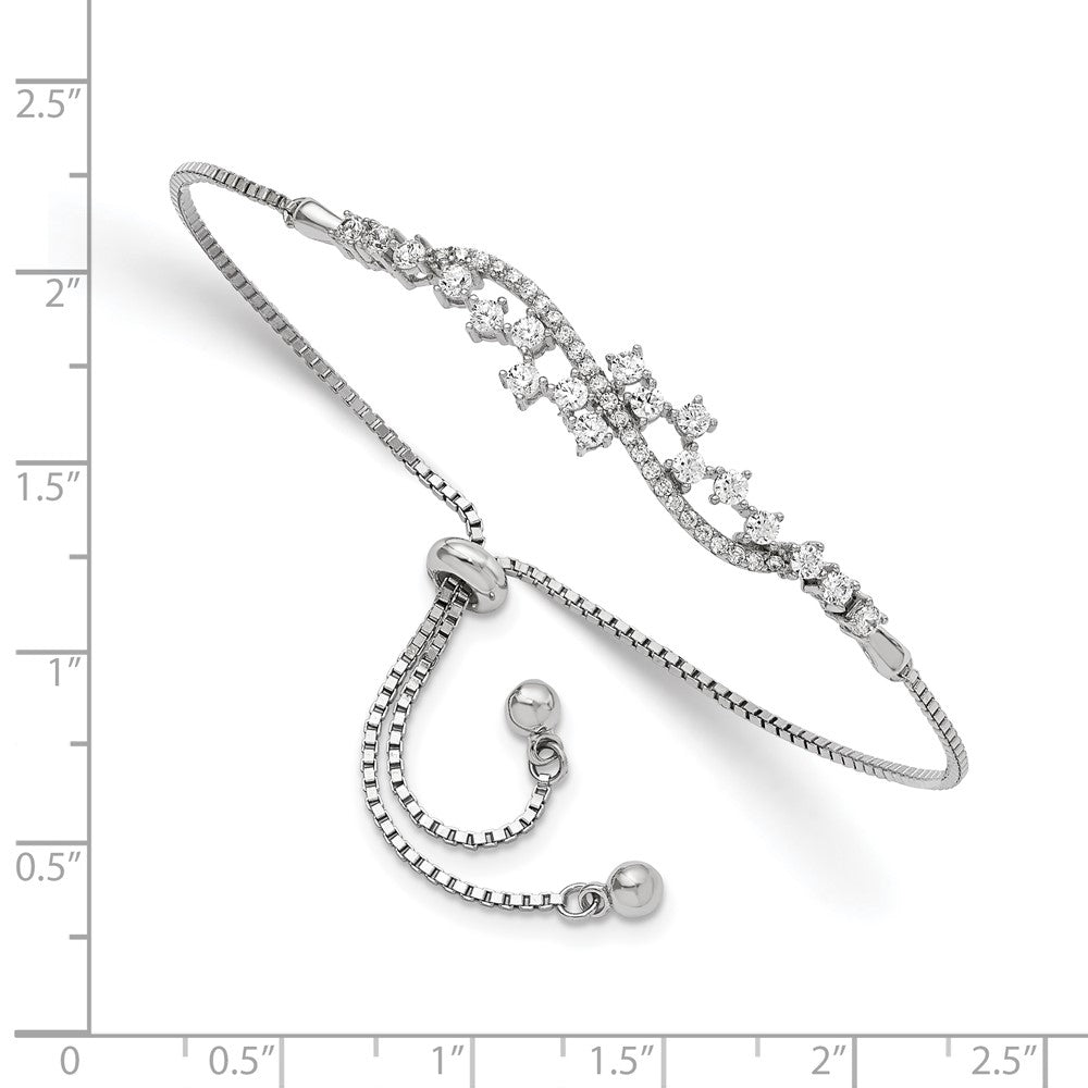 Sterlingsilber Poliert Rhodiniert Zirkonia Verstellbar Armband