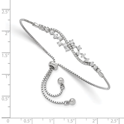 Sterlingsilber Poliert Rhodiniert Zirkonia Verstellbar Armband