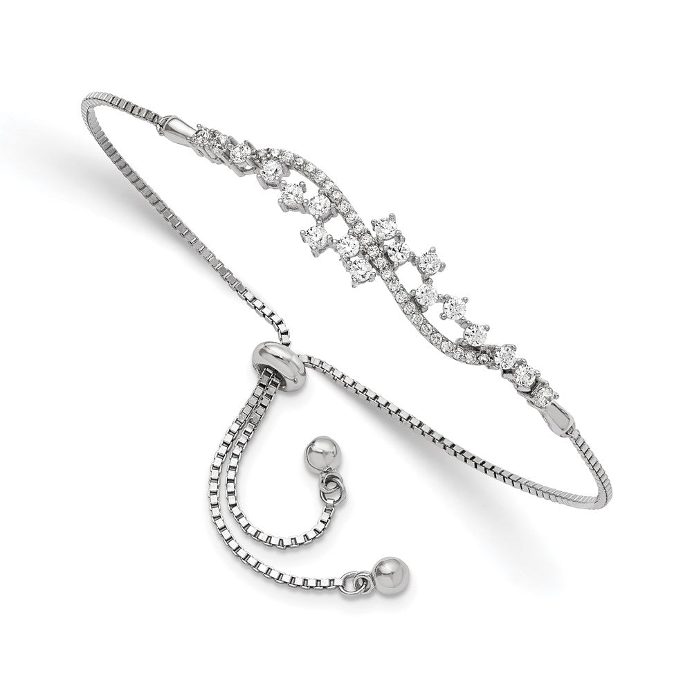 Sterlingsilber Poliert Rhodiniert Zirkonia Verstellbar Armband