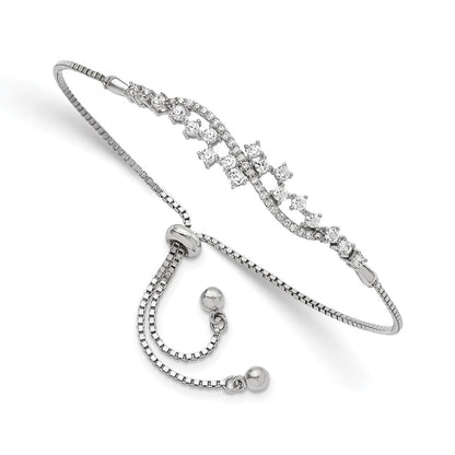 Sterlingsilber Poliert Rhodiniert Zirkonia Verstellbar Armband