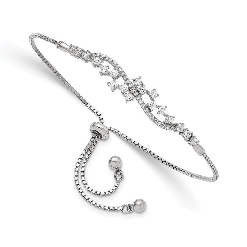 Sterlingsilber Poliert Rhodiniert Zirkonia Verstellbar Armband