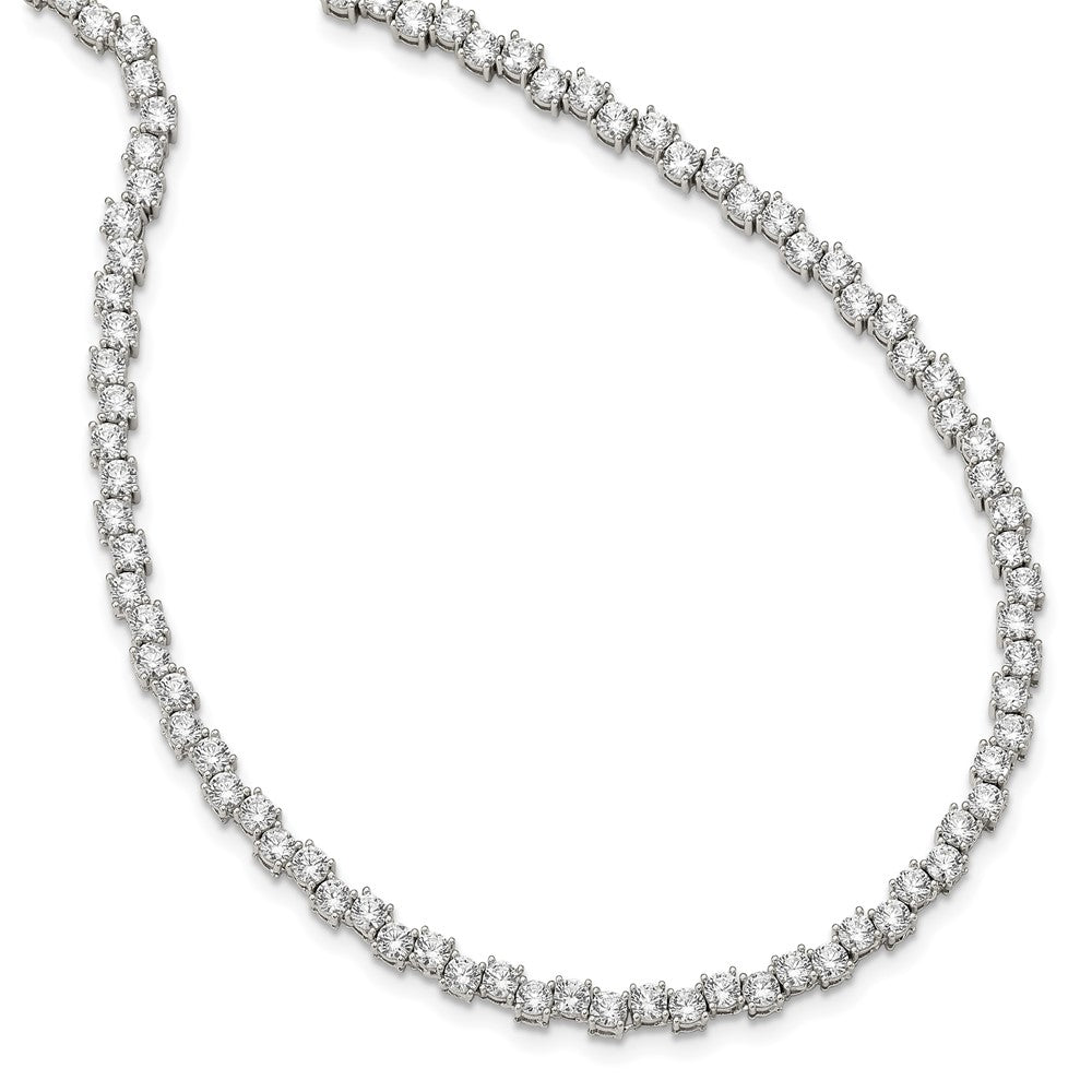 Sterlingsilber Rhodiniert Poliert 4mm Zirkonia Halskette