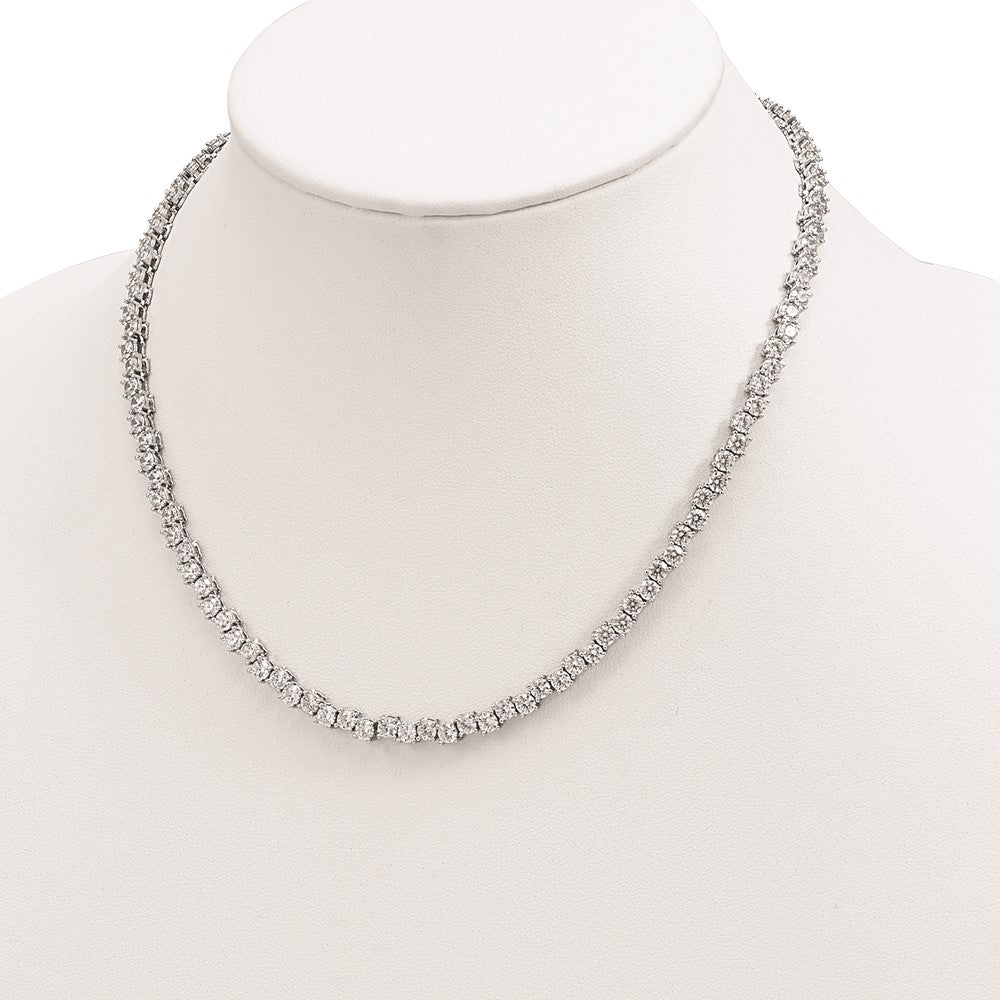 Sterlingsilber Rhodiniert Poliert 4mm Zirkonia Halskette