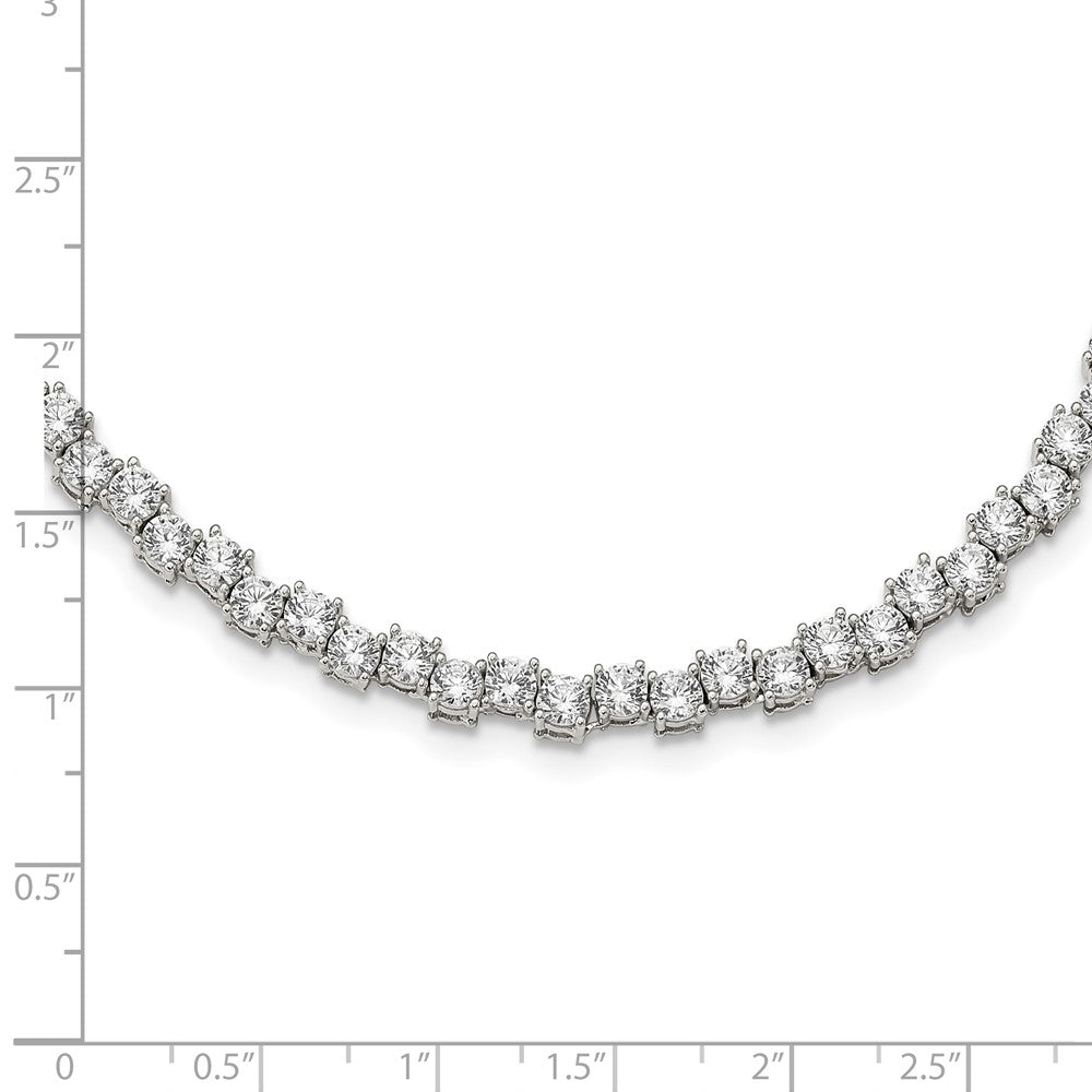 Sterlingsilber Rhodiniert Poliert 4mm Zirkonia Halskette