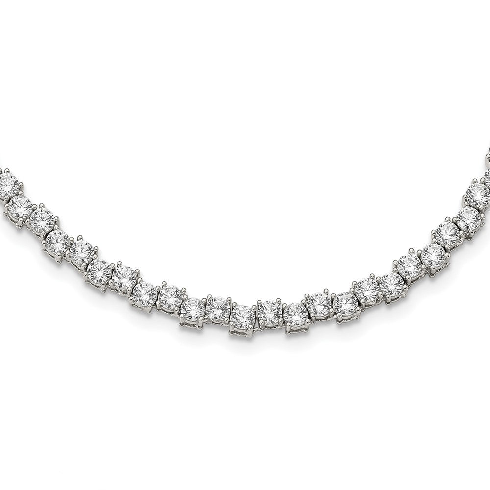 Sterlingsilber Rhodiniert Poliert 4mm Zirkonia Halskette
