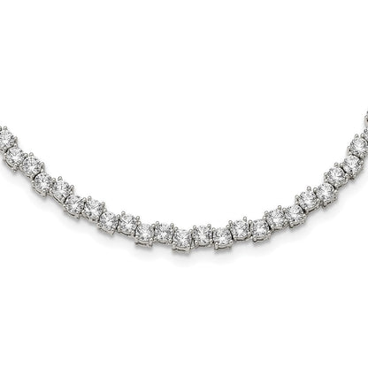 Sterlingsilber Rhodiniert Poliert 4mm Zirkonia Halskette