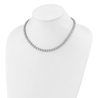 Sterlingsilber Rhodiniert Rund Heiligenschein Zirkonia Halskette