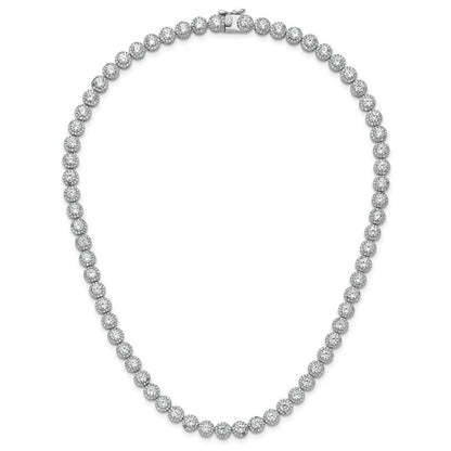 Sterlingsilber Rhodiniert Rund Heiligenschein Zirkonia Halskette