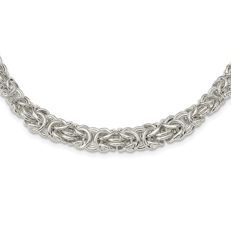 Sterlingsilber Poliert Byzantiner Abgestuft Glieder Halskette