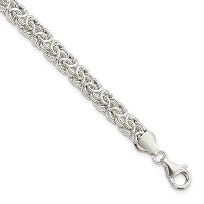 7.5 Zoll Sterlingsilber Poliert Byzantiner Glieder Armband
