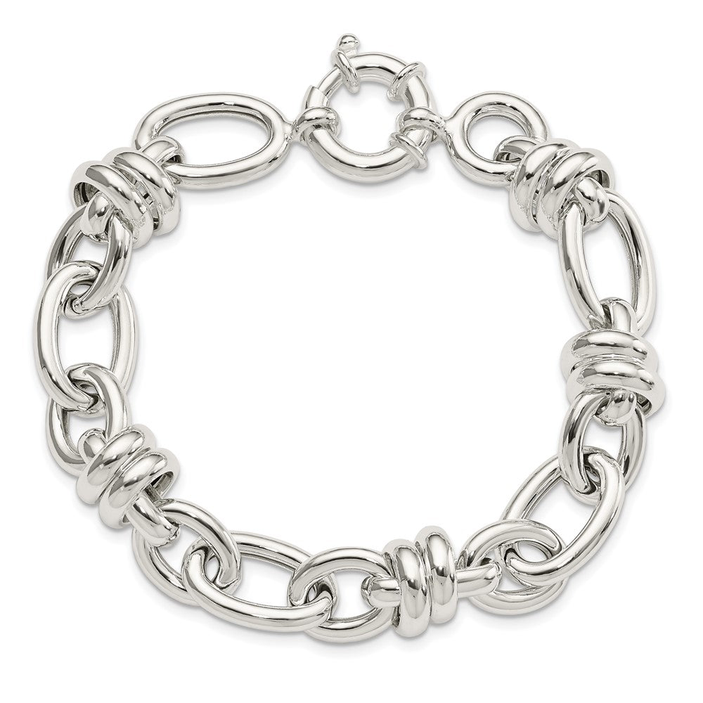 8.5 Zoll Sterlingsilber Poliert Fantasieglieder Armband