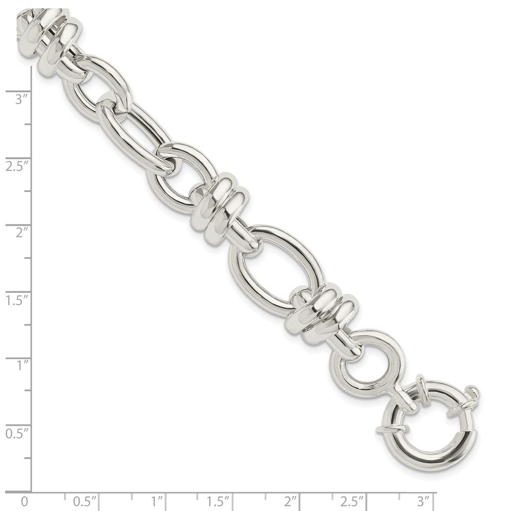 8.5 Zoll Sterlingsilber Poliert Fantasieglieder Armband