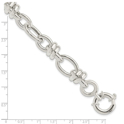 8.5 Zoll Sterlingsilber Poliert Fantasieglieder Armband