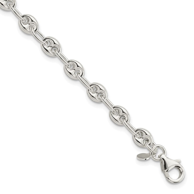 7.5 Zoll Sterlingsilber Poliert Fantasieglieder Armband