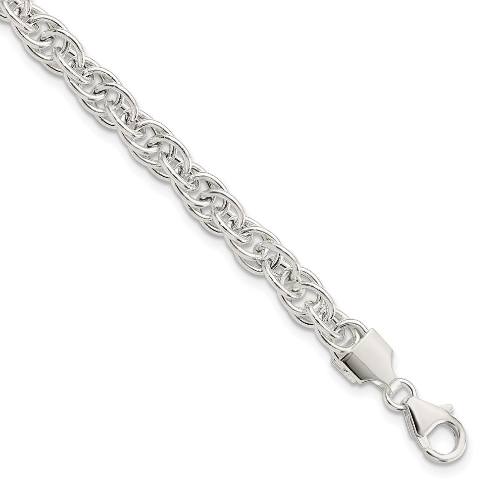 7.5 Zoll Sterlingsilber Poliert Fantasieglieder Armband