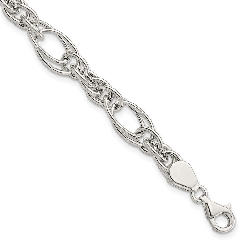 7 Zoll Sterlingsilber Poliert Fantasieglieder 7 Zoll Armband