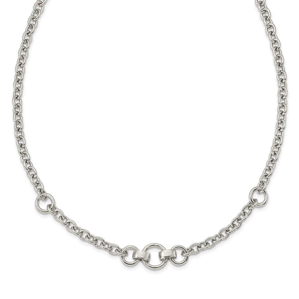 Sterlingsilber Rhodiniert Fantasie Erbs mit 3 Kreise Halskette