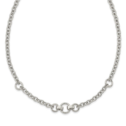 Sterlingsilber Rhodiniert Fantasie Erbs mit 3 Kreise Halskette