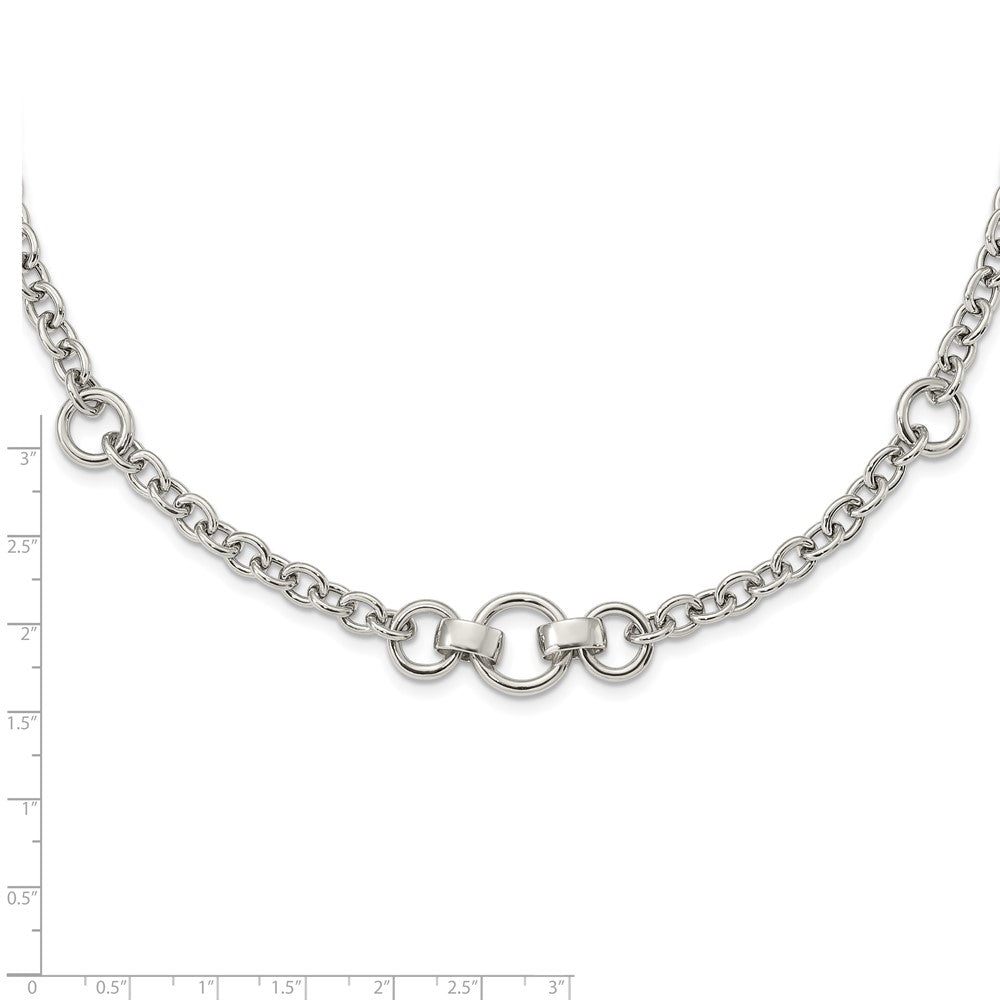 Sterlingsilber Rhodiniert Fantasie Erbs mit 3 Kreise Halskette