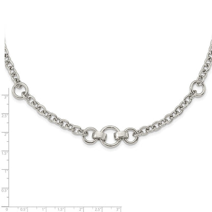 Sterlingsilber Rhodiniert Fantasie Erbs mit 3 Kreise Halskette
