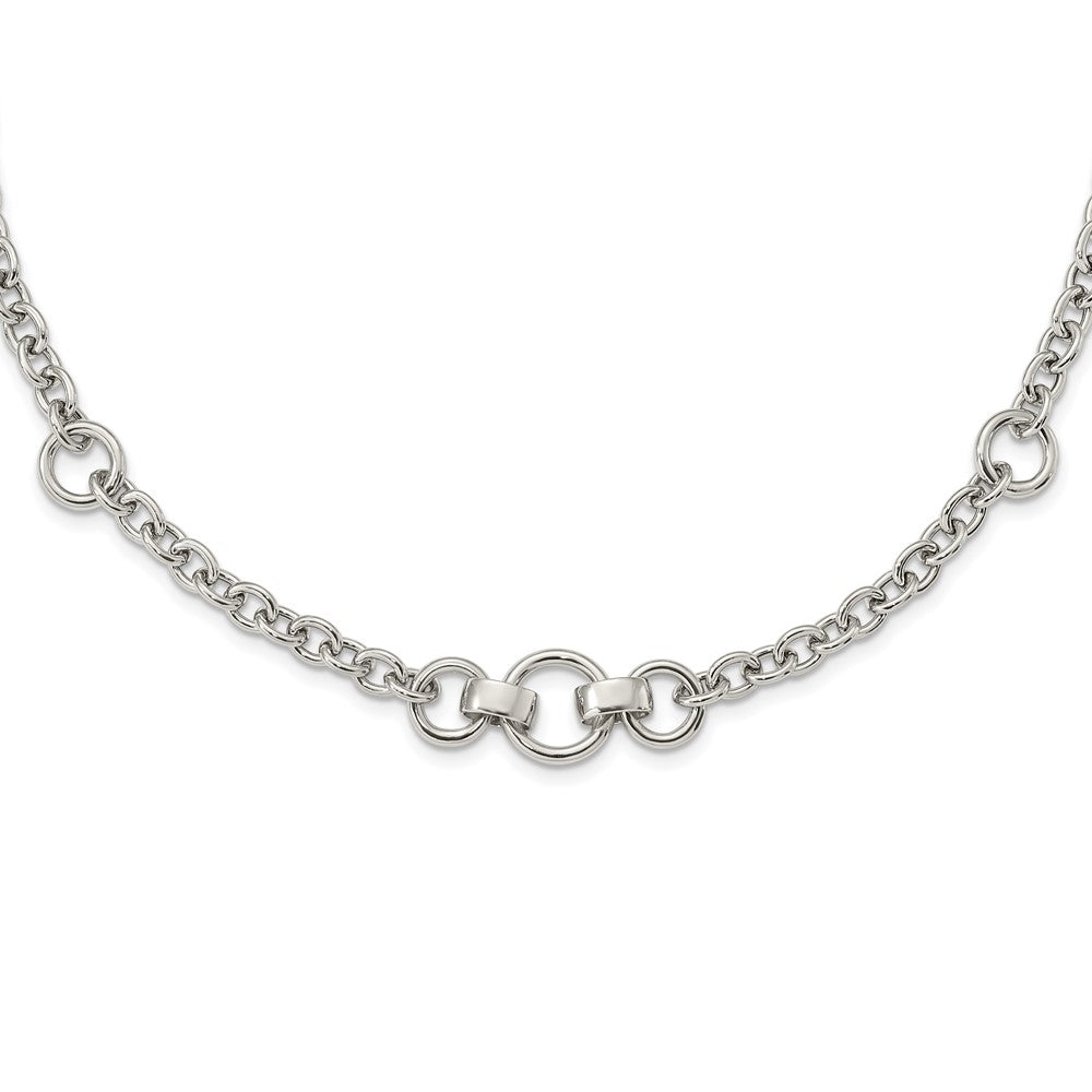 Sterlingsilber Rhodiniert Fantasie Erbs mit 3 Kreise Halskette