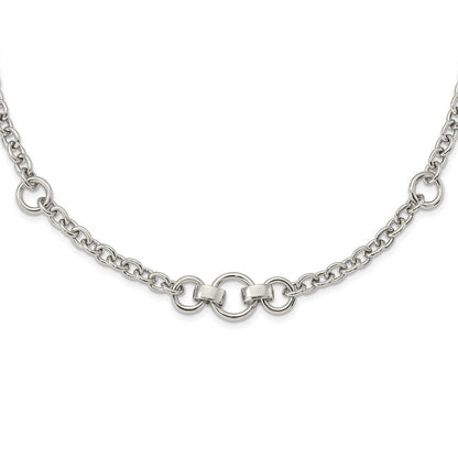 Sterlingsilber Rhodiniert Fantasie Erbs mit 3 Kreise Halskette