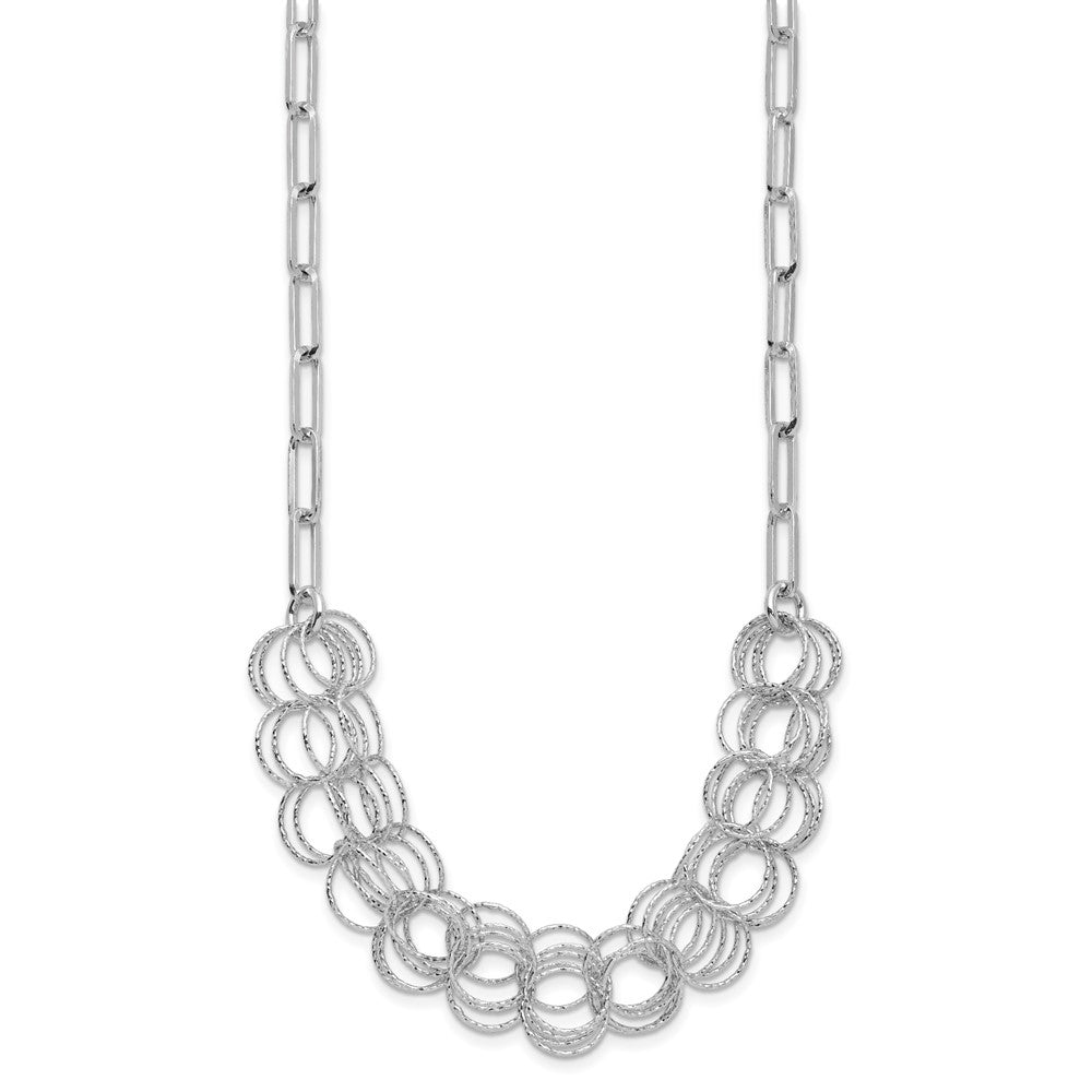 Sterlingsilber Rhodiniert Poliert/textured Kreise Halskette