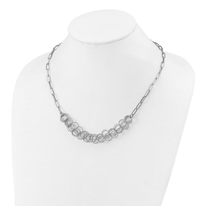 Sterlingsilber Rhodiniert Poliert/textured Kreise Halskette