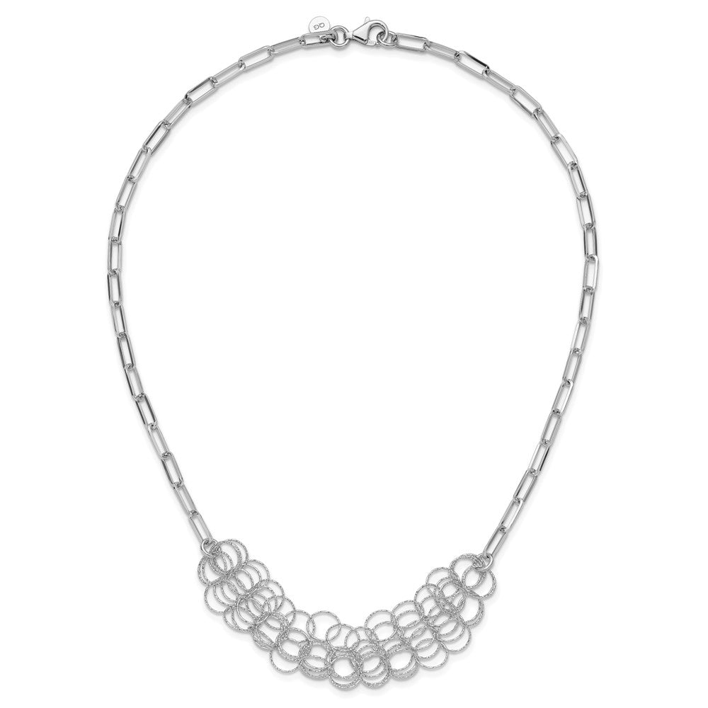 Sterlingsilber Rhodiniert Poliert/textured Kreise Halskette