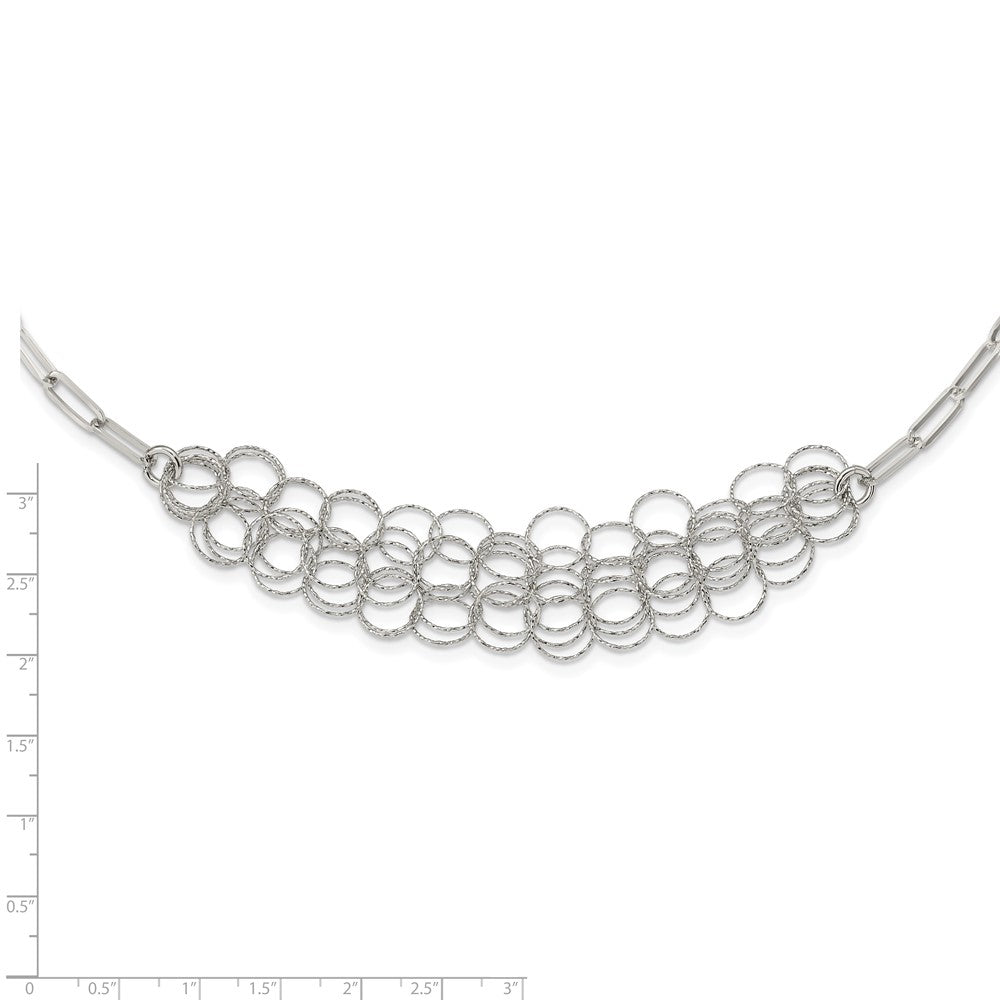 Sterlingsilber Rhodiniert Poliert/textured Kreise Halskette