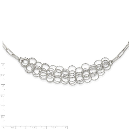 Sterlingsilber Rhodiniert Poliert/textured Kreise Halskette