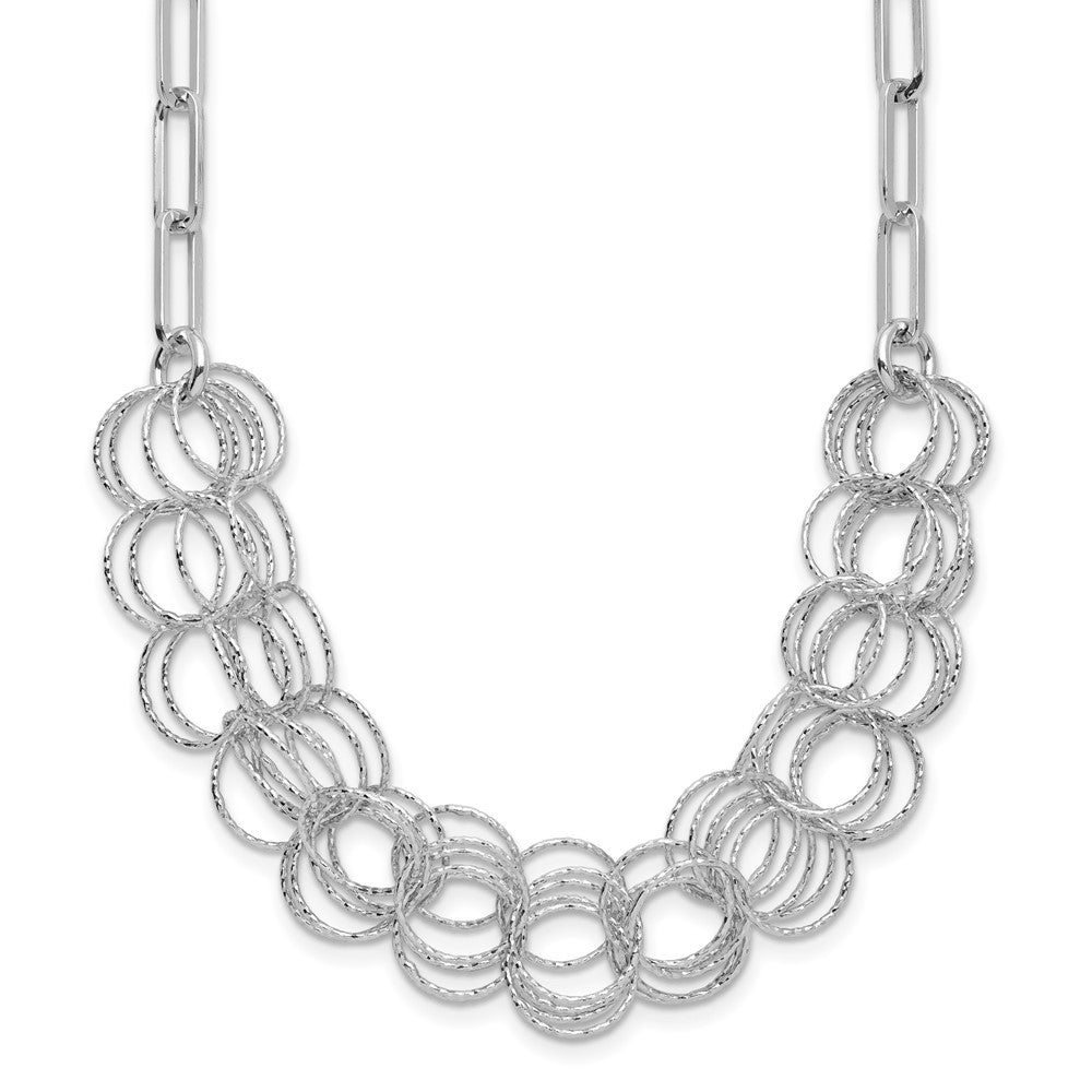 Sterlingsilber Rhodiniert Poliert/textured Kreise Halskette