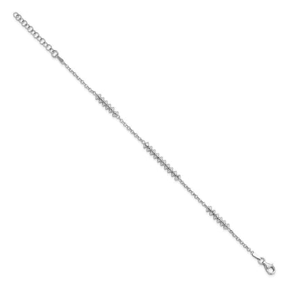 7 Zoll Sterlingsilber Rhodiniert Poliert mit 1 Zoll Verlängerung. Armband