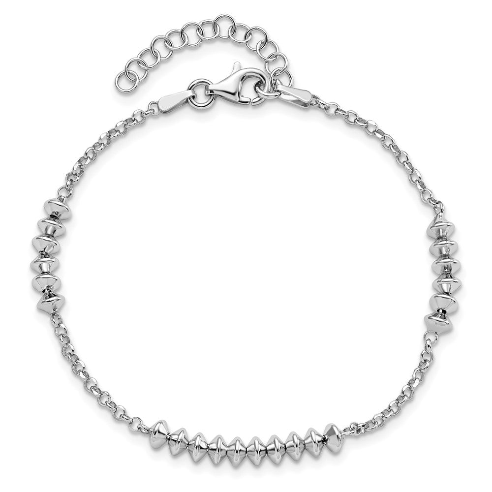 7 Zoll Sterlingsilber Rhodiniert Poliert mit 1 Zoll Verlängerung. Armband
