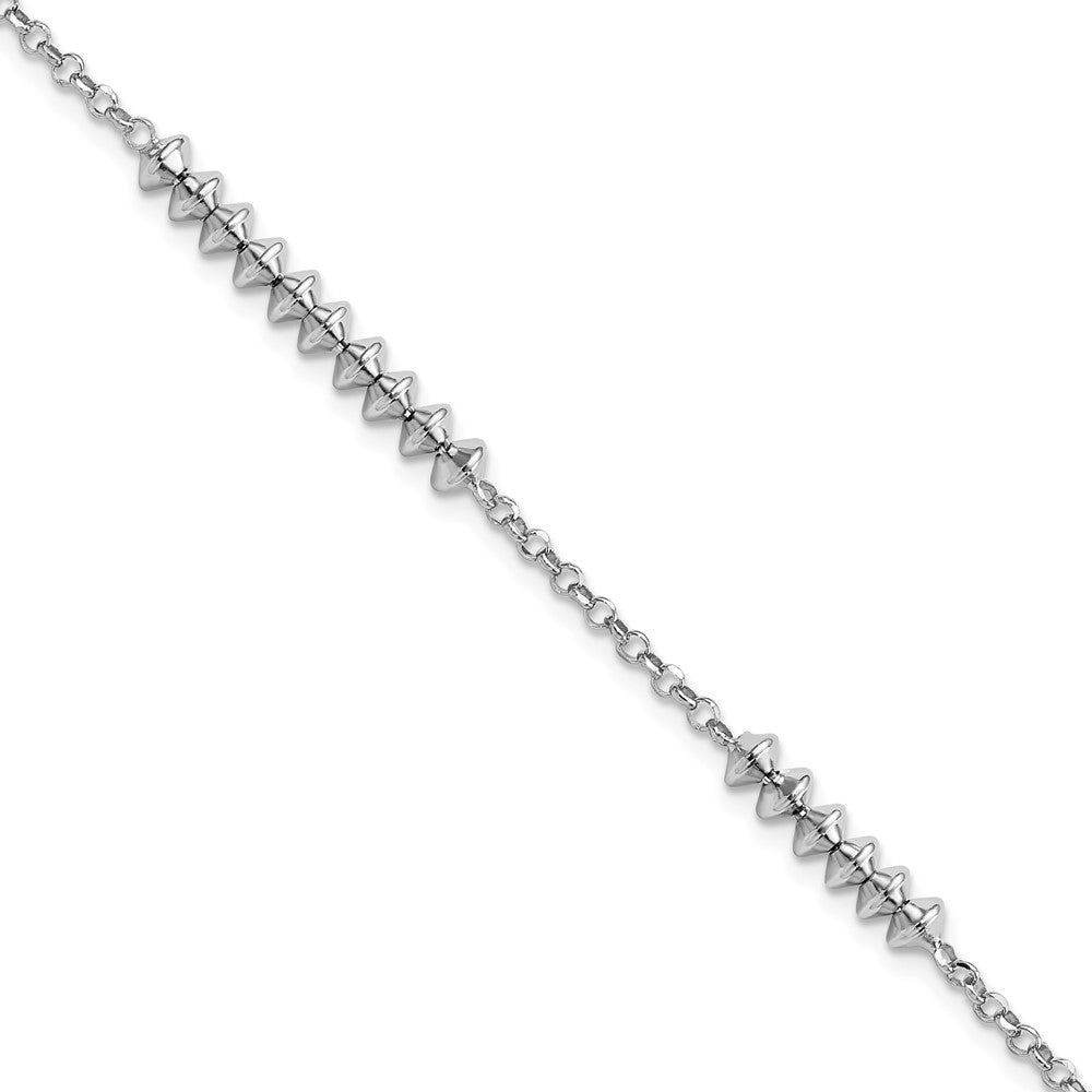 7 Zoll Sterlingsilber Rhodiniert Poliert mit 1 Zoll Verlängerung. Armband