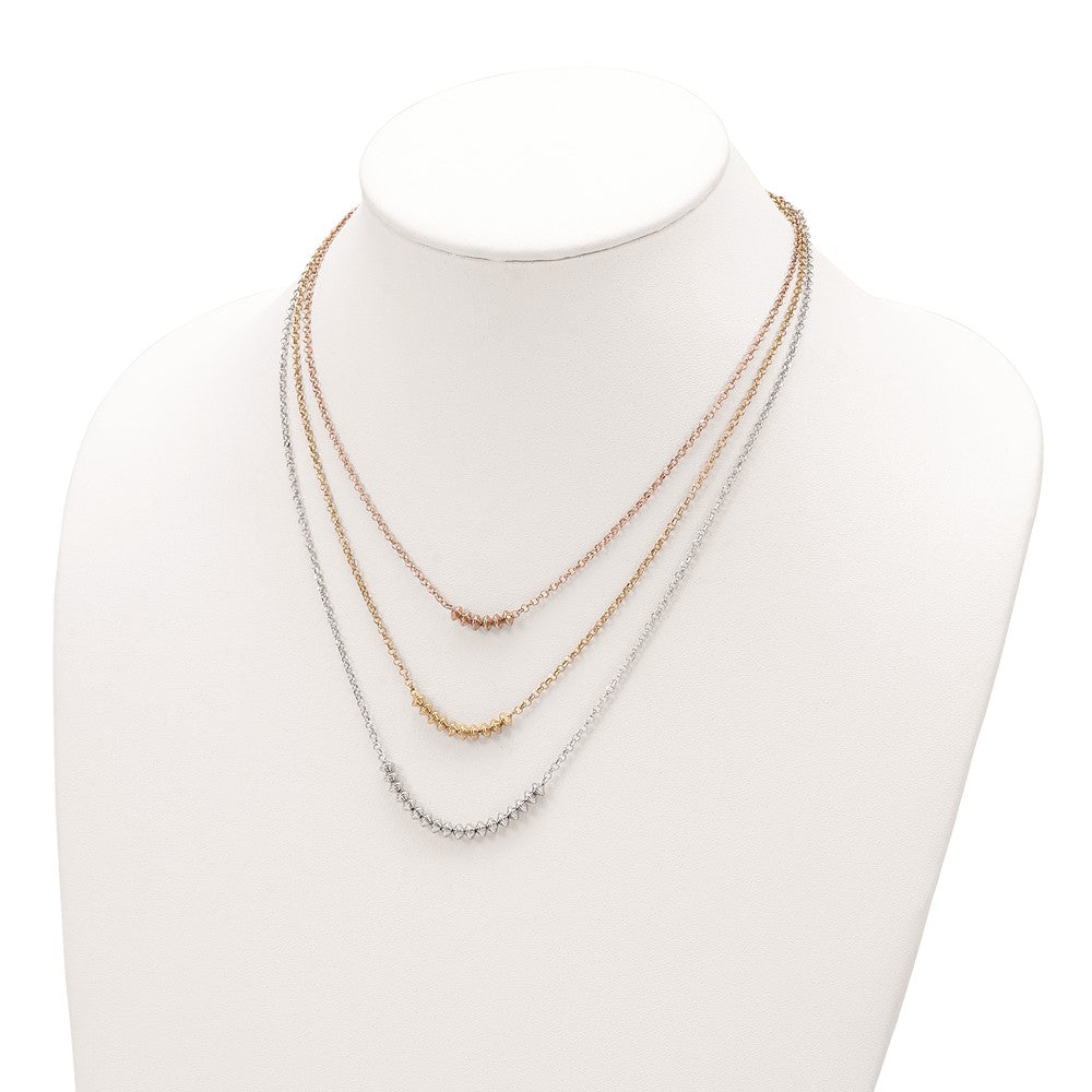 Sterlingsilber Rhodiniert Rose/goldfarben 3 Strang mit Verlängerung Halskette