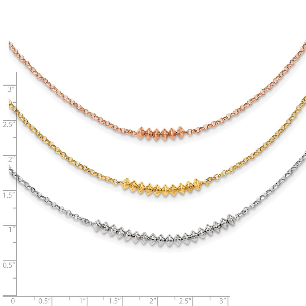 Sterlingsilber Rhodiniert Rose/goldfarben 3 Strang mit Verlängerung Halskette