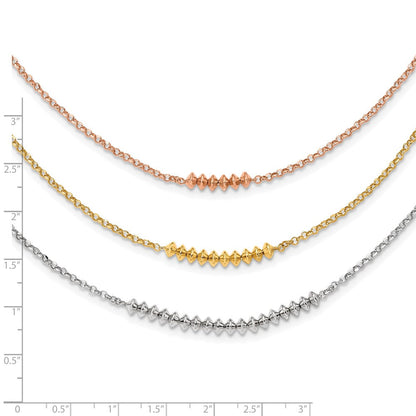 Sterlingsilber Rhodiniert Rose/goldfarben 3 Strang mit Verlängerung Halskette