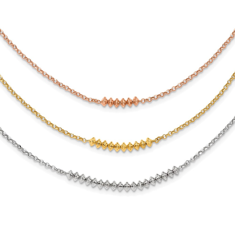 Sterlingsilber Rhodiniert Rose/goldfarben 3 Strang mit Verlängerung Halskette