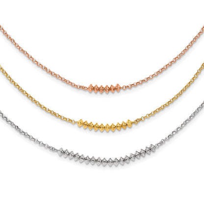 Sterlingsilber Rhodiniert Rose/goldfarben 3 Strang mit Verlängerung Halskette