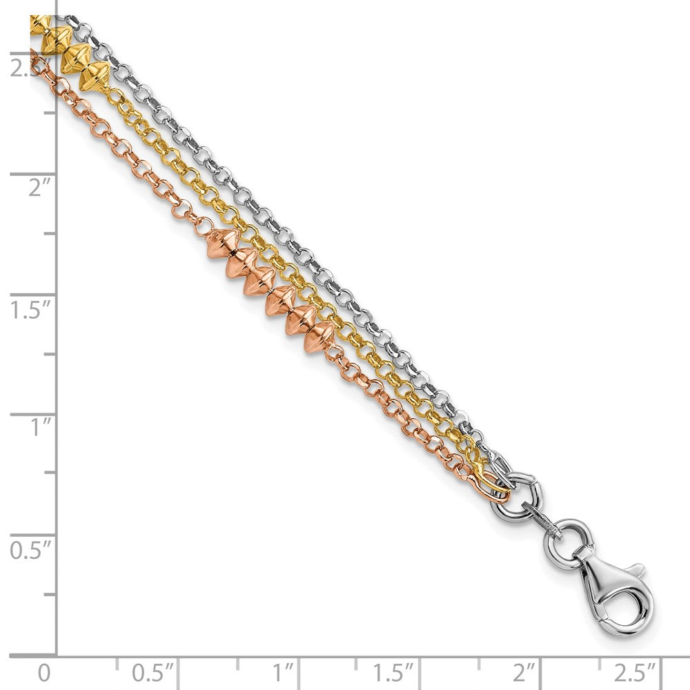 Sterlingsilber Rhodiniert Rose & Gelb Vergoldet Multi-strand mit 1 Zoll Verlängerung